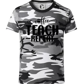 Chlapecké tričko Coffee teach repeat - Dětské maskáčové triko - 104-110cm / 3-4 roky ( Šedý maskáč )