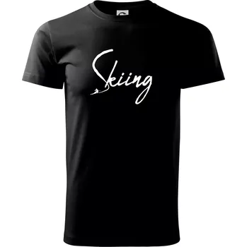 Pánské tričko Skiing nápis lyžař - Triko extra velké (5-8XL) - 6XL ( Černá )