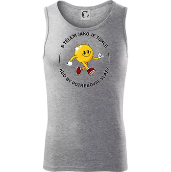 S tělem jako tohle, kdo by potřeboval vlasy - Tílko pánské Core - S ( Tmavě šedý melír )