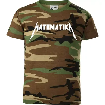Matematika rock logo - Dětské maskáčové triko - 146 cm/10 let ( Hnědý maskáč )