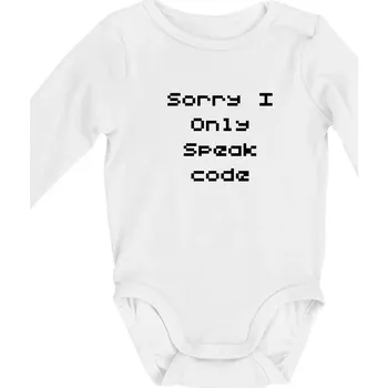 Kojenecký body Sorry I Only Speak code - Body kojenecké s dlouhým rukávem - Dlouhý r. do 3 měs ( Bílá )