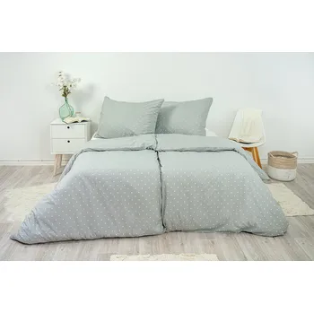 Povlečení Stanex Ložní povlečení krepové šedý puntík (LS365) rozměr: 140 x 220 + 90 x 70, Zapínání: Zip