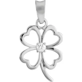 Přívěsek Leru Přívěsek z bílého zlata čtyřlístek se zirkonem 2670