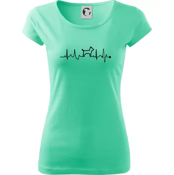 Dámské tričko Ekg psí obrys - Dámské triko Pure - XS ( Mátová )