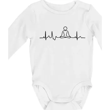 Ekg yoga - Body kojenecké s dlouhým rukávem - Dlouhý r. do 3 měs ( Bílá )