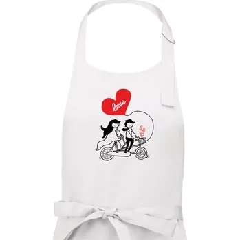 Kuchyňská zástěra Kolo manželé - Pánská zástěra na vaření - Univerzální velikost ( Bílá )