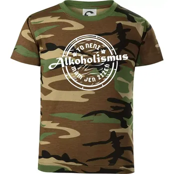 Chlapecké tričko Alkoholismus víno - Dětské maskáčové triko - 146 cm/10 let ( Hnědý maskáč )