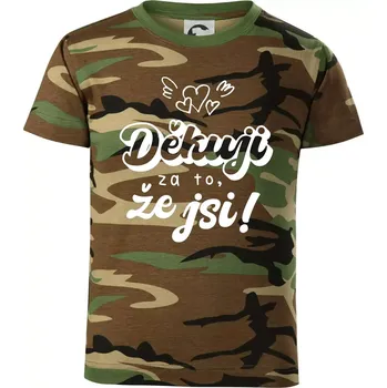Chlapecké tričko Psací děkuji za to, že jsi - Dětské maskáčové triko - 134 cm/8 let ( Hnědý maskáč )