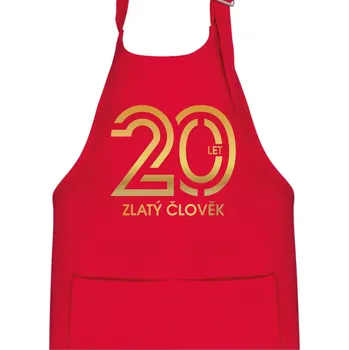 Kuchyňská zástěra 20 let zlatý člověk - Dětská zástěra na vaření - Univerzální velikost ( Červená )