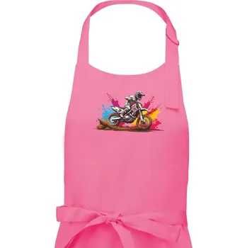 Kuchyňská zástěra Cross motorka splash - Pánská zástěra na vaření - Univerzální velikost ( Růžová )