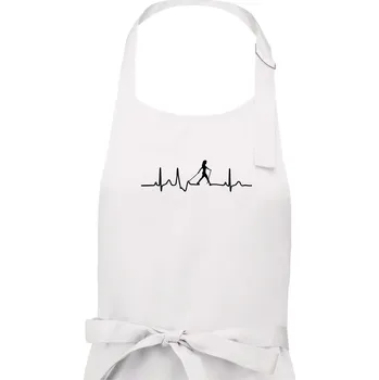 Kuchyňská zástěra EKG nordic walking žena - Dámská zástěra na vaření - Univerzální velikost ( Bílá )