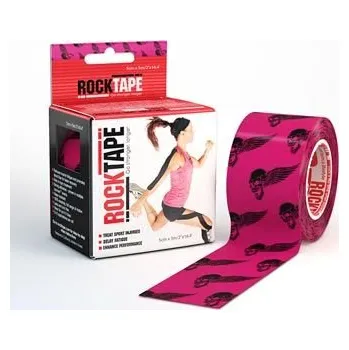 Tejpovací páska RockTape kineziologický tejp 5 cm x 5 m, design: lebky růžové