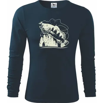 Pánské oblečení Rybář na břehu rybníka muškaří - Triko s dlouhým rukávem FIT-T long sleeve - S ( Královská modrá )