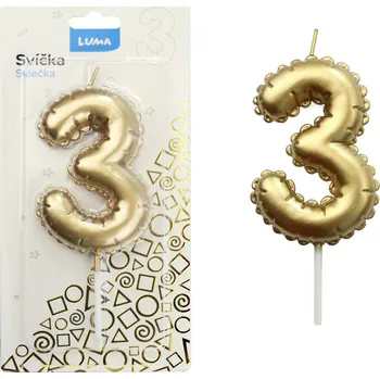 Balónek Majjam Svíčka č. 3 balónek ZLATÝ