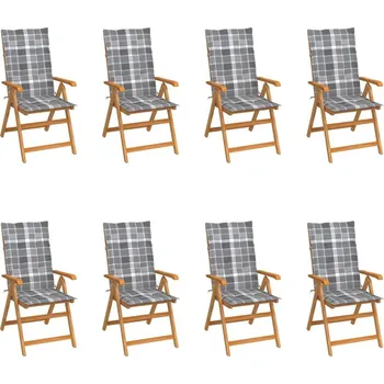 OMAXI Polohovací zahradní židle s poduškami 8 ks masivní teak 437650