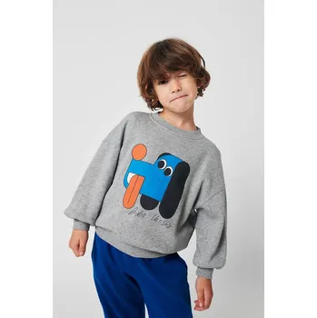 Chlapecké oblečení Dětská bavlněná mikina Bobo Choses Doggy Mate 225AC031 šedá 90X, vel. 99/110