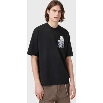 Pánské tričko Bavlněné tričko AllSaints DEALT pánské, černá barva, s potiskem, M035PC 99X, vel. XXL