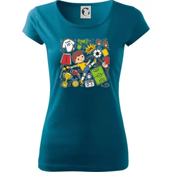 Dámské tričko Malý fotbalista ikony - Dámské triko Pure - S ( Petrolejová )