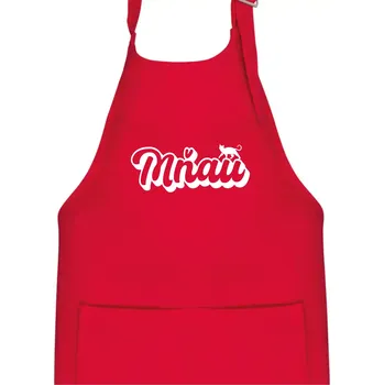 Kuchyňská zástěra Mňau nápis - Dětská zástěra na vaření - Univerzální velikost ( Červená )