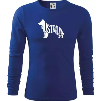 Pánské oblečení Australský Ovčák - nápis v těle - Triko s dlouhým rukávem FIT-T long sleeve - 3XL ( Královská modrá )