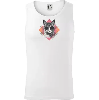 Kočka umělkyně s brýlemi - Tílko pánské Core - XL ( Bílá )
