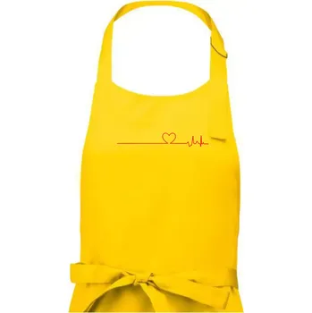 Kuchyňská zástěra Poker EKG srdce červené - Dámská zástěra na vaření - Univerzální velikost ( Žlutá )