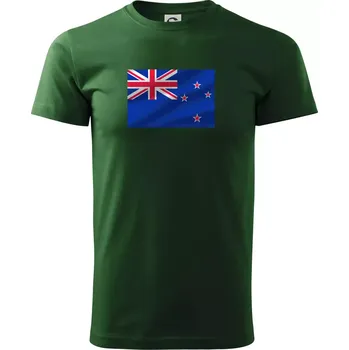 Pánské tričko Nový Zéland Vlajka obdélník - Triko extra velké (5-8XL) - 6XL ( Lahvově zelená )