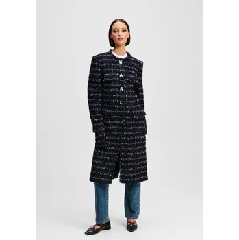 Dámský kabát KABÁT KARL LAGERFELD BOUCLE LONG JACKET DARK NAVY BOUCLE