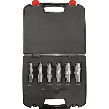 Vrták NÁSTROJE CZ sada jádrových vrtáků HSS 12,14,16,18,20,22mm/30mm WELDON 19mm v kufru PH