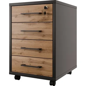 Komoda Uzamykatelný kontejner NEJBY GIANNI PREMIUM, antracit/dub wotan + vyzvednutí ZDARMA