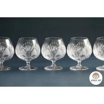 Sklenice RUČNĚ BROUŠENÉ SKLENIČKY NA KOŇAK Z OLOVNATÉHO KŘIŠŤÁLU CRYSTAL BOHEMIA - TOP - 6 KUSŮ