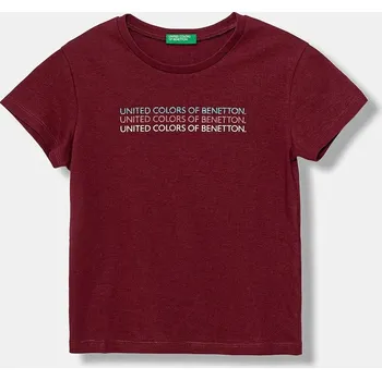 Dětské bavlněné tričko United Colors of Benetton vínová barva, 3I1XC10Q1 3I1XC10Q1.G.seasonal 93X, vel. 160