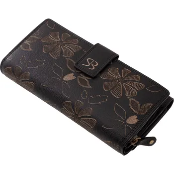 Sylvia Belmonte Velká dámská kožená peněženka s laserově řezaným vzorem SLV452 černá