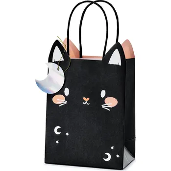 Dárková taška Dárková taška kočka černá s oušky a visačkou měsíc 8x14x18 cm