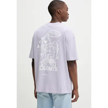 Pánské tričko Bavlněné tričko AllSaints BREAKUP pánské, bílá barva, s potiskem, M022PC 04X, vel. XL