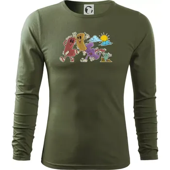 Pánské oblečení Jak jde život - Triko s dlouhým rukávem FIT-T long sleeve - S ( Khaki )