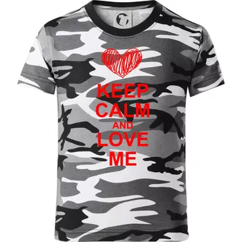 Chlapecké tričko Keep calm and love me - Dětské maskáčové triko - 146 cm/10 let ( Šedý maskáč )