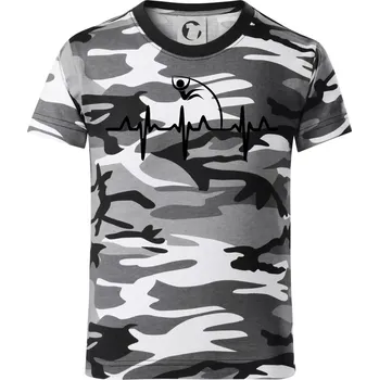 Chlapecké tričko EKG skok o tyči - Dětské maskáčové triko - 146 cm/10 let ( Šedý maskáč )