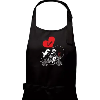Kuchyňská zástěra Kolo manželé - Dámská zástěra na vaření - Univerzální velikost ( Černá )