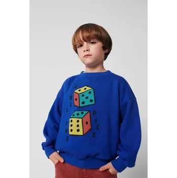 Chlapecká mikina Dětská bavlněná mikina Bobo Choses Roll The Dice 225AC030 modrá 55X, vel. 123/134