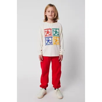 Chlapecké kalhoty Dětské bavlněné tepláky Bobo Choses Curve 225AC066 červená 33X, vel. 123/134