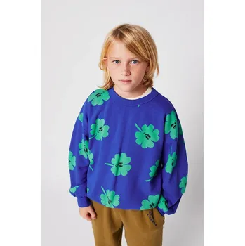 Chlapecká mikina Dětská bavlněná mikina Bobo Choses Lucky Clover 225AC039 modrá 55X, vel. 89/98