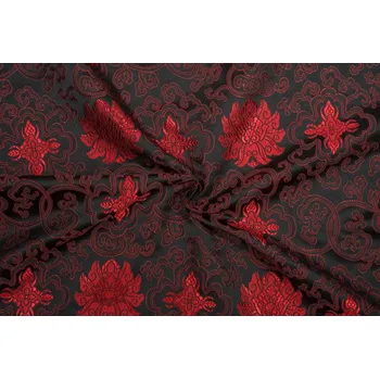 Brokát leknín, červeno-černý, sartor.cz