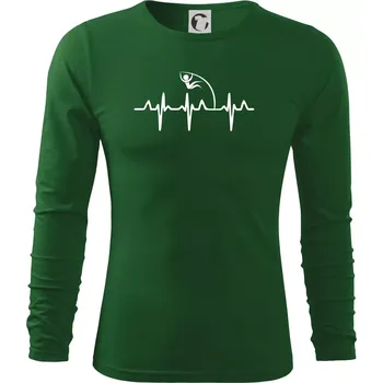 Pánská móda EKG skok o tyči - Triko s dlouhým rukávem FIT-T long sleeve - M ( Lahvově zelená )