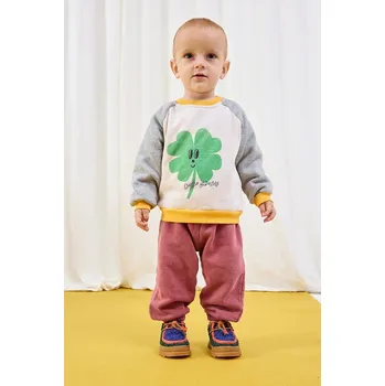 Chlapecké tričko Dětské bavlněné tričko s dlouhým rukávem Bobo Choses Lucky Clover 225AB041 bílá 00X, vel. 74