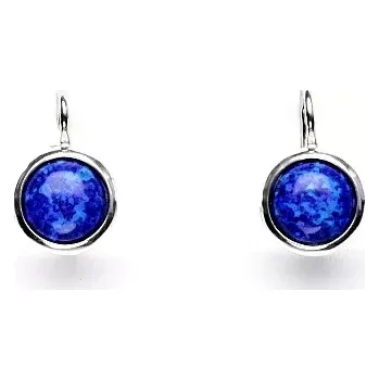 Náušnice Stříbrné náušnice, tmavě modrý syntetický opál - NK 1503 (opál 8 mm)