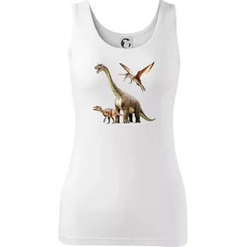 Dámské tričko Fotka s dinosaury - Dámské tílko - M ( Bílá )