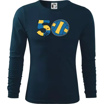 Pánské oblečení Volejbal kulaté narozeniny 50 - Triko s dlouhým rukávem FIT-T long sleeve - M ( Námořní modrá (velmi tmavá - téměř černá) )