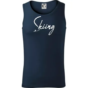 Skiing nápis lyžař - Tílko pánské Core - M ( Námořní modrá (téměř černá) )