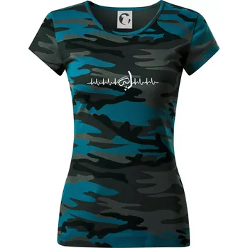 Dámské oblečení Potápěč EKG - Dámské maskáčové triko - S ( Petrolejová maskáč )